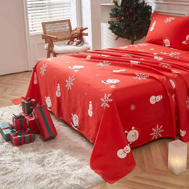 Christmas fleece bedding set hot sale